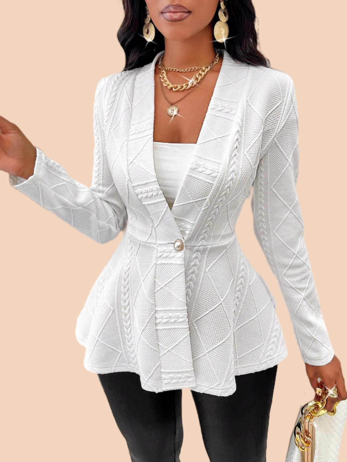 Women's Textured Fabric Single-button Jacket