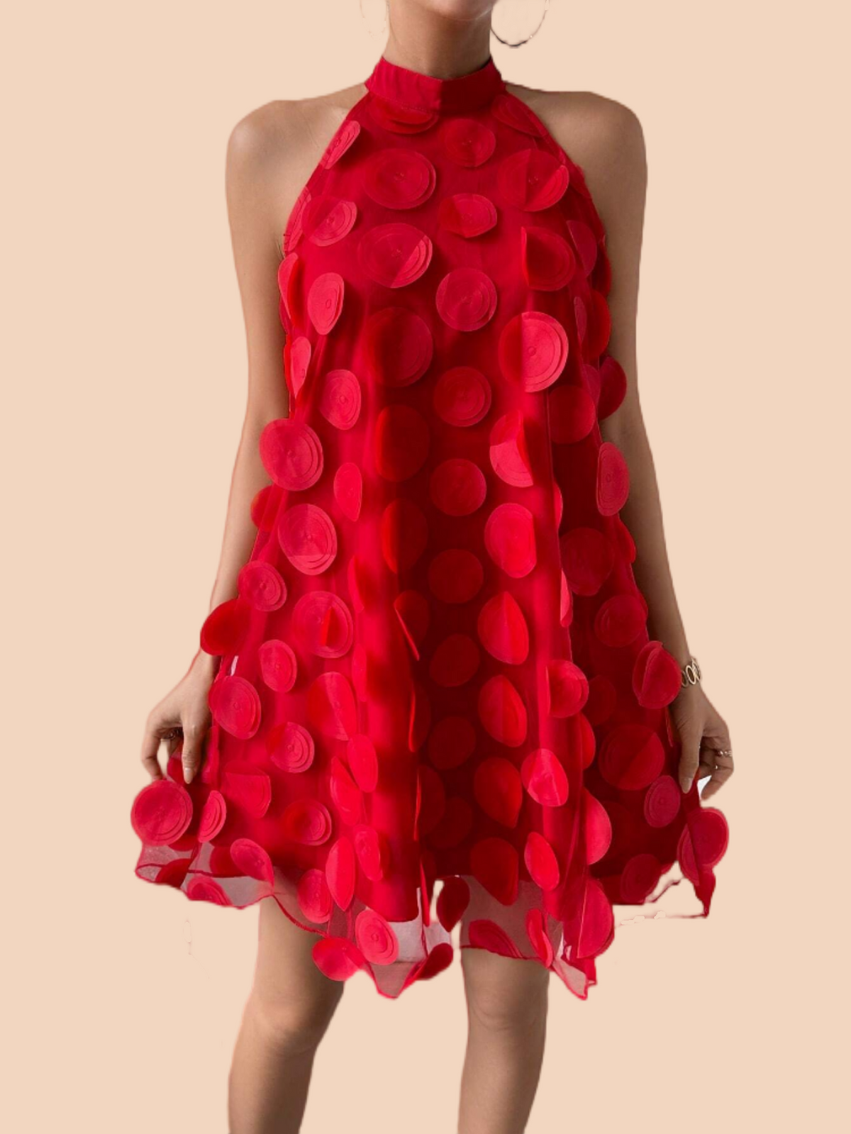 Women's Three-Dimensional Flower Halter Neck Dress