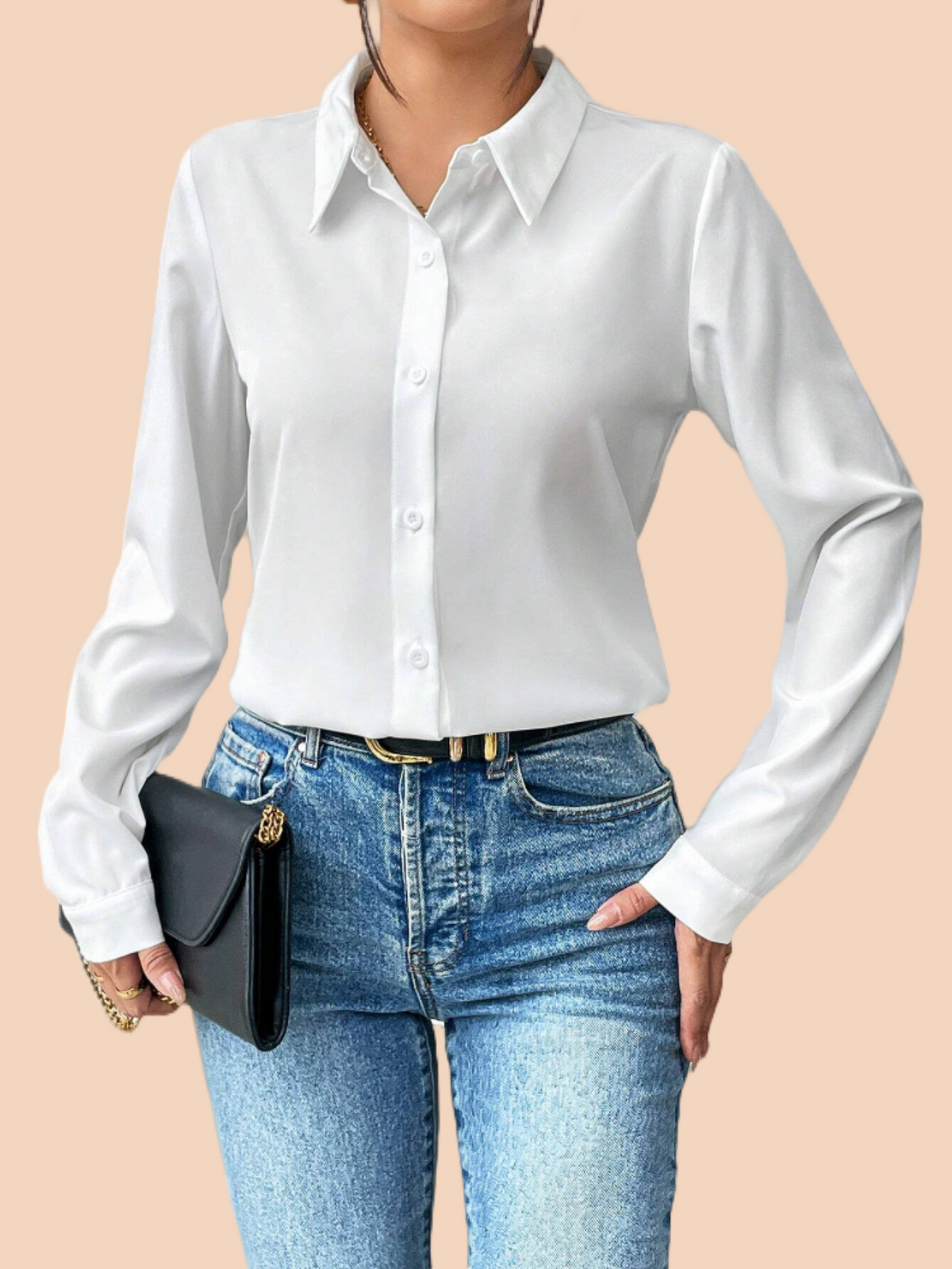 Womens Blouses Solid Button Front Shirt Long Sleeve Casual Casual Shirt Fashion Tops