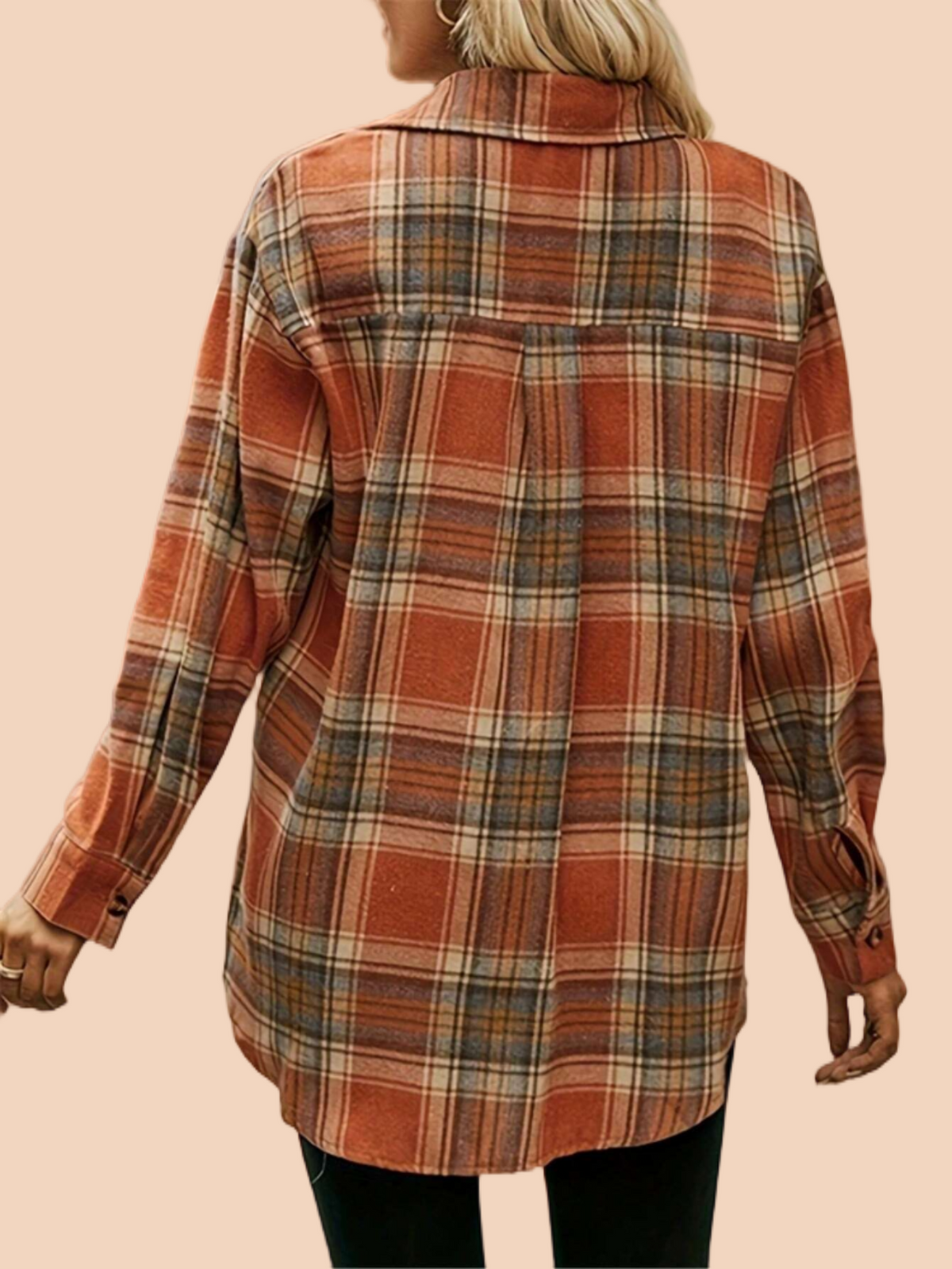 Plaid Collared Neck Long Sleeve Coat