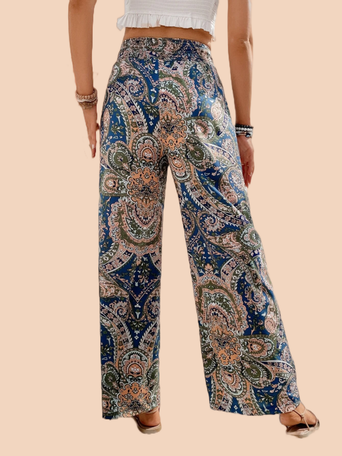 Women for Pants - Paisley Print Wide Leg Pants