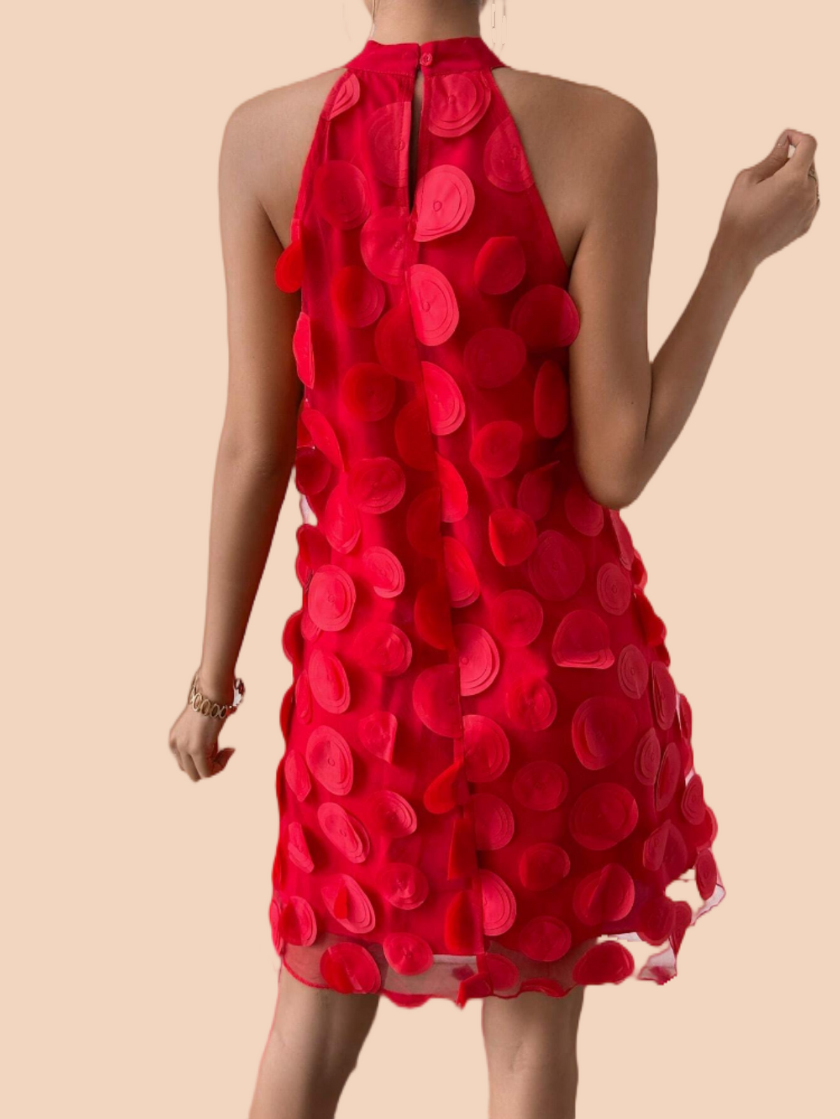 Women's Three-Dimensional Flower Halter Neck Dress