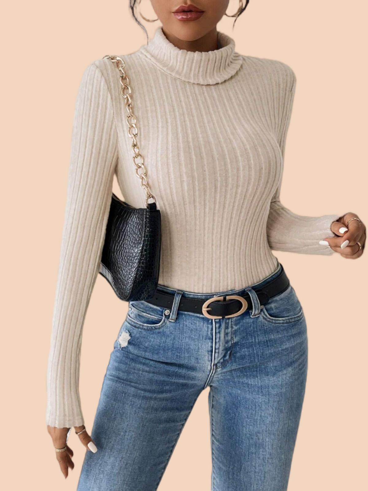 Women's Long Sleeve Bodysuit Rib Knit Jumpsuit Leotard Tops