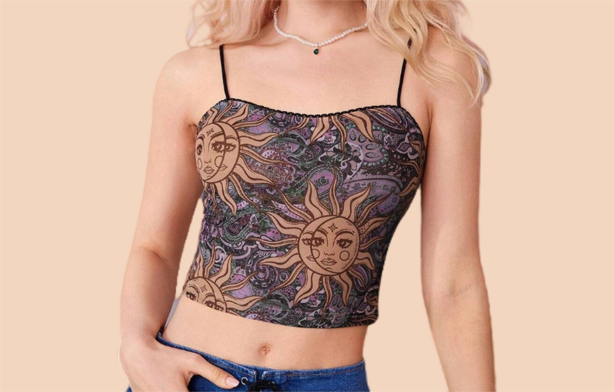 Retro 70's Sun & Moon Print Cami