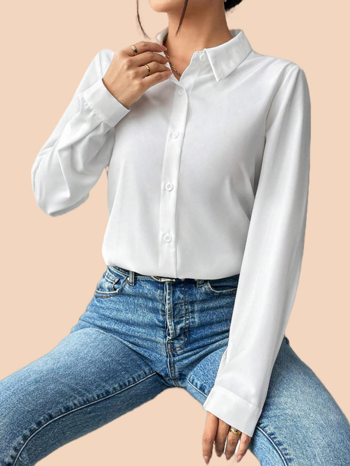 Womens Blouses Solid Button Front Shirt Long Sleeve Casual Casual Shirt Fashion Tops