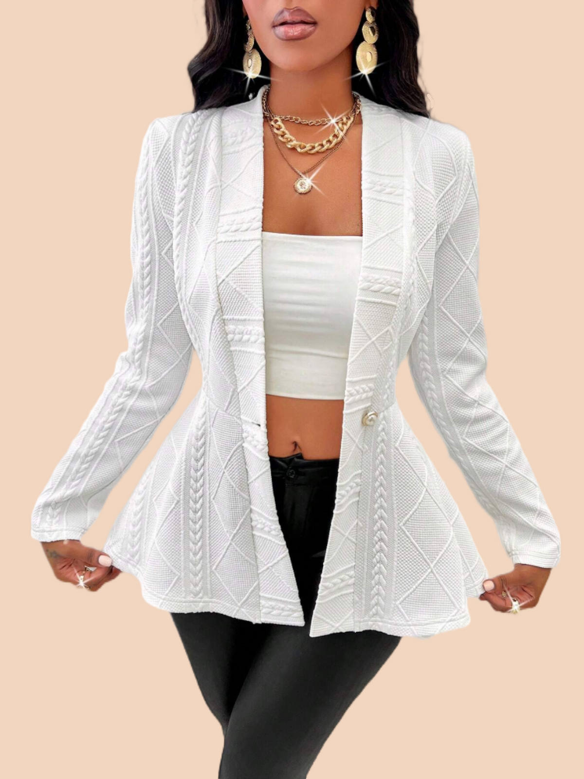 Women's Textured Fabric Single-button Jacket