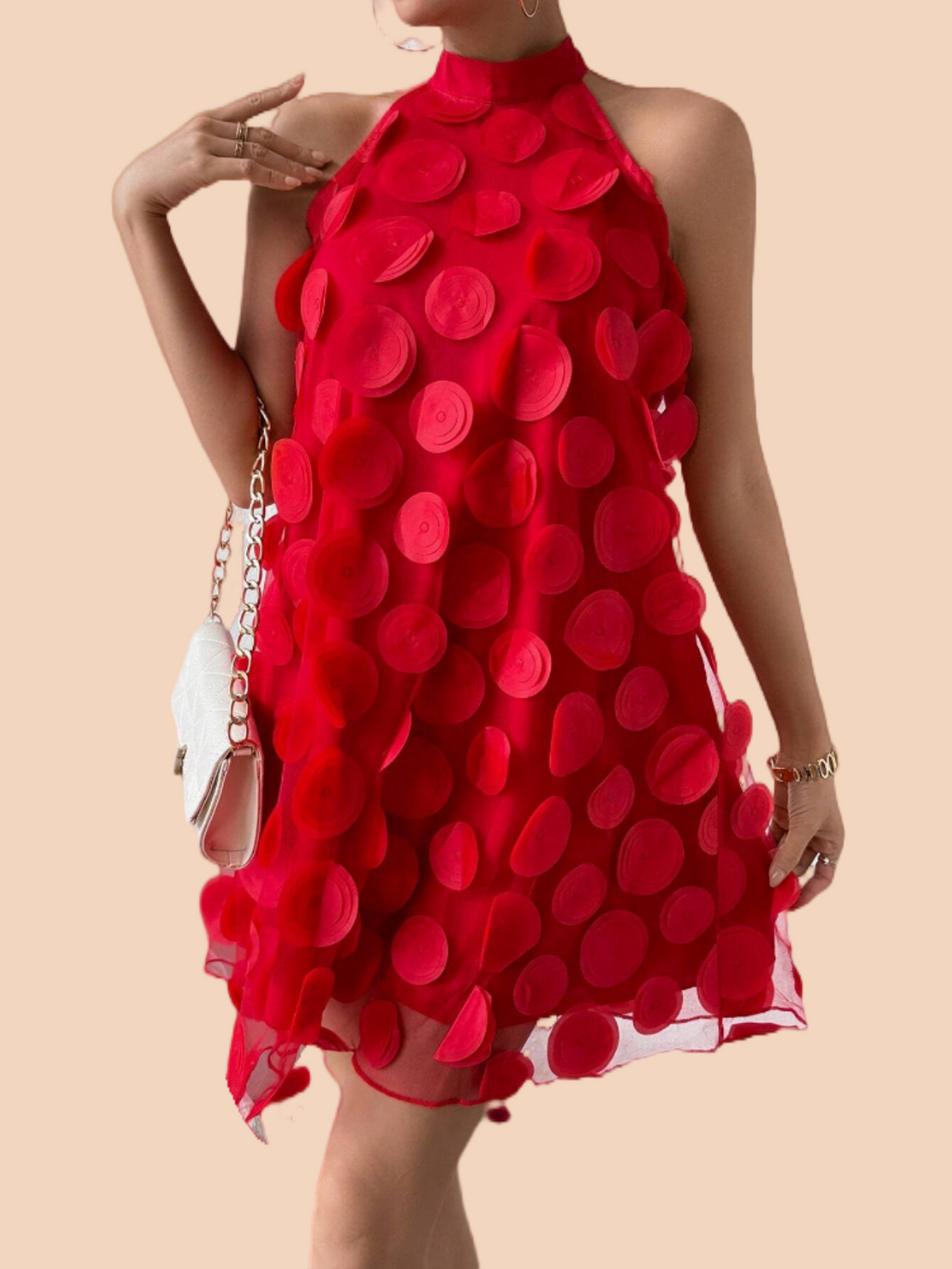 Women's Three-Dimensional Flower Halter Neck Dress