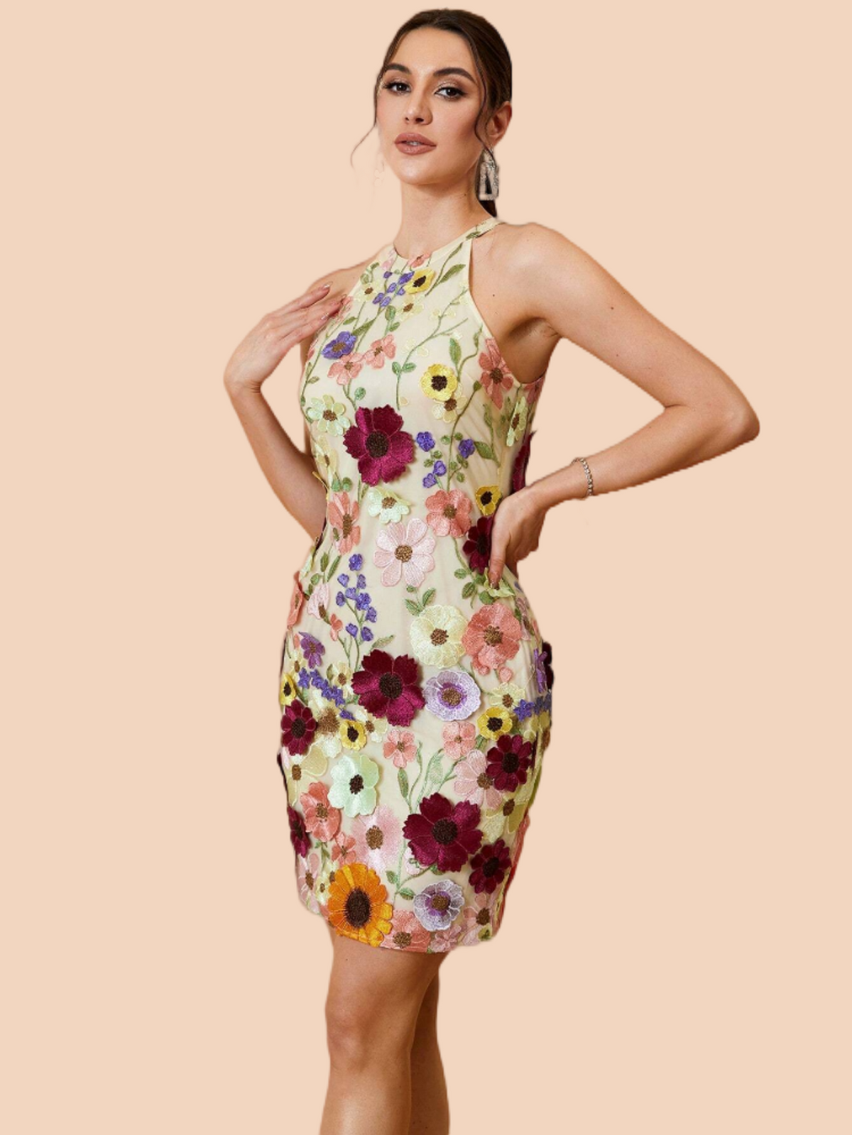 Lakai Flowers Halterneck Mini Dress