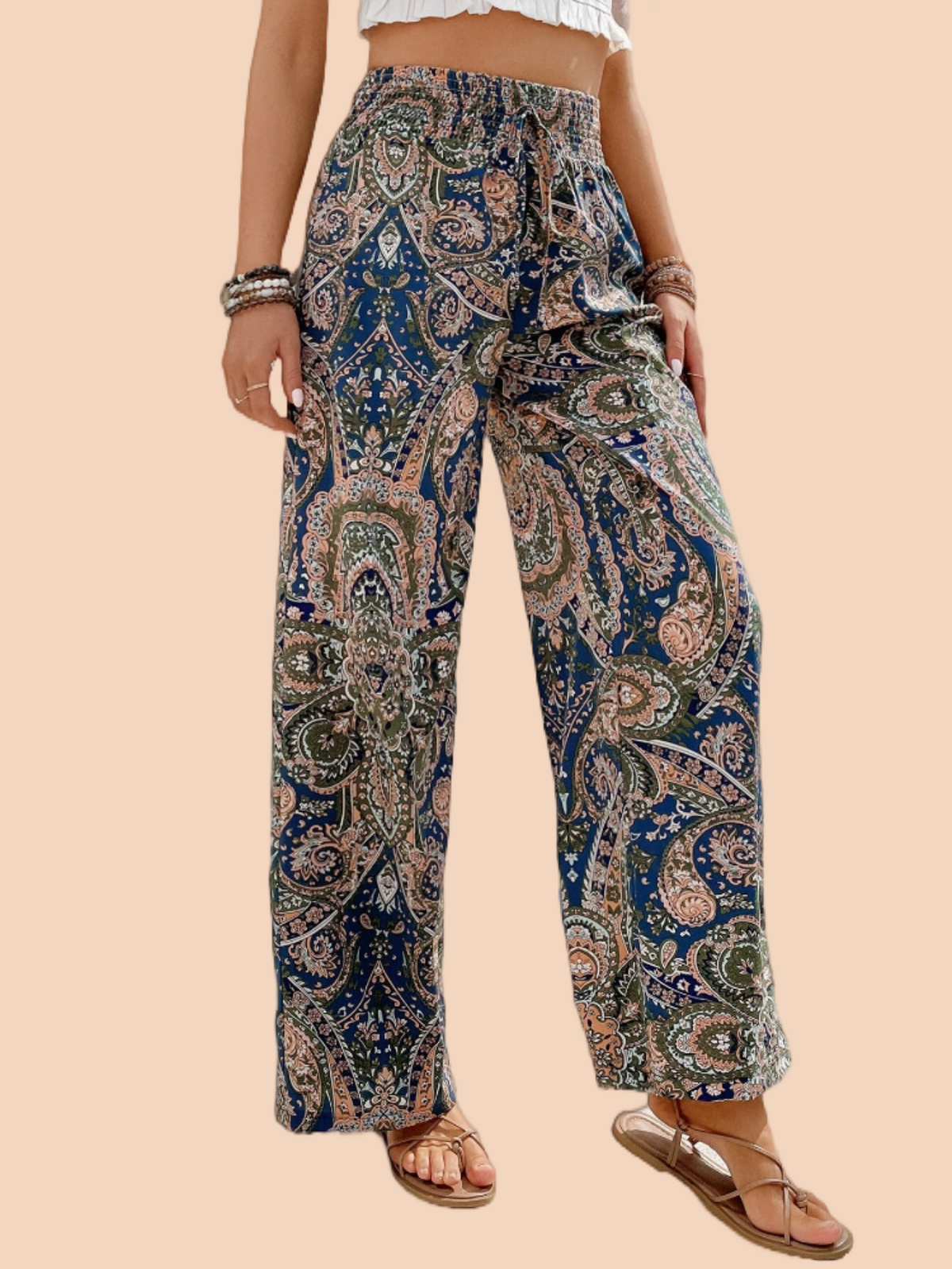 Women for Pants - Paisley Print Wide Leg Pants