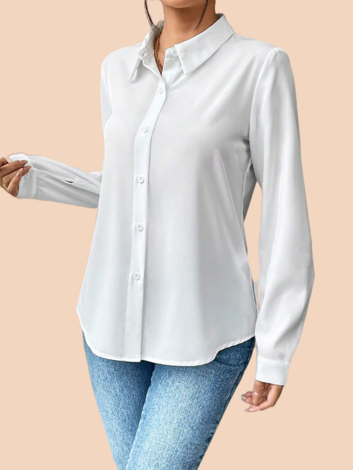 Womens Blouses Solid Button Front Shirt Long Sleeve Casual Casual Shirt Fashion Tops